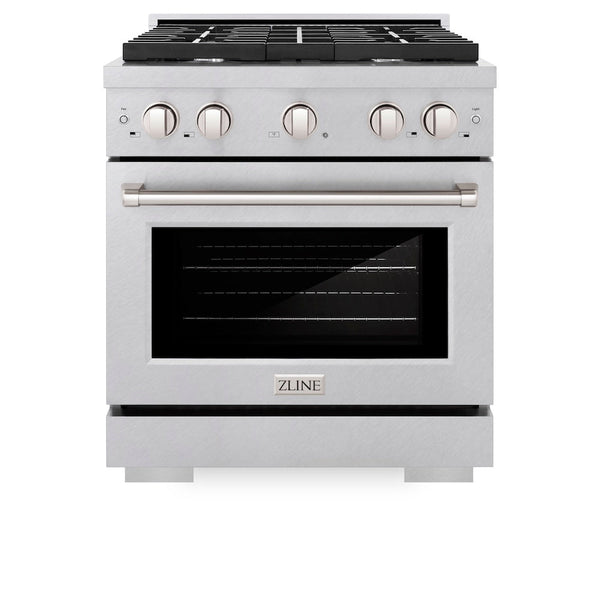 ZLINE 30 in. 4.2 cu. ft. Paramount Dual Fuel Range with 4 Burner Gas Cooktop and Electric Convection Oven in Satin Stainless Steel, Open Box-Good Condition