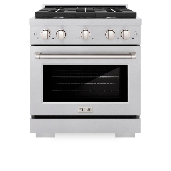 ZLINE 30 in. 4.2 cu. ft. Paramount Dual Fuel Range with 4 Burner Gas Cooktop and Electric Convection Oven in Satin Stainless Steel, Open Box-Great Condition