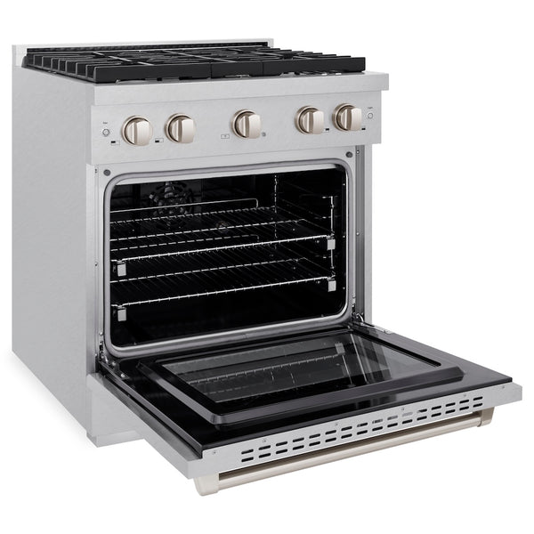 ZLINE 30 in. 4.2 cu. ft. Paramount Dual Fuel Range with 4 Burner Gas Cooktop and Electric Convection Oven in Satin Stainless Steel, Open Box-Great Condition