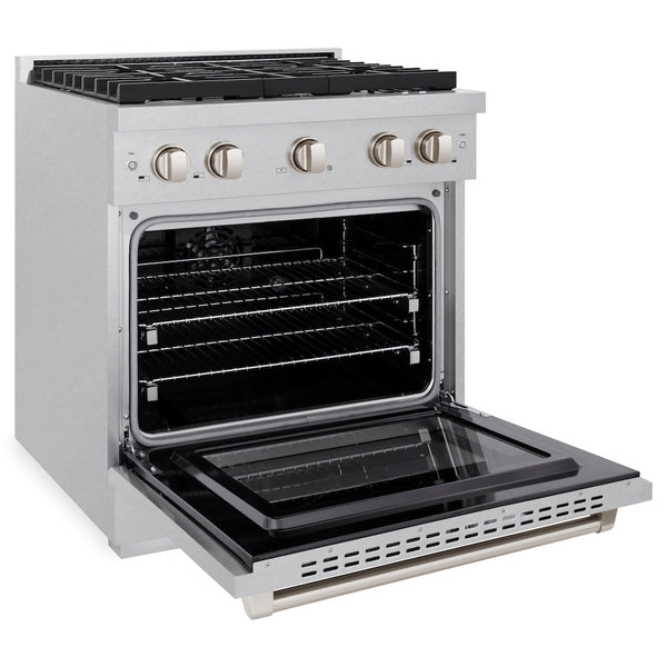 ZLINE 30 in. 4.2 cu. ft. Paramount Dual Fuel Range with 4 Burner Gas Cooktop and Electric Convection Oven in Satin Stainless Steel, Open Box-Good Condition