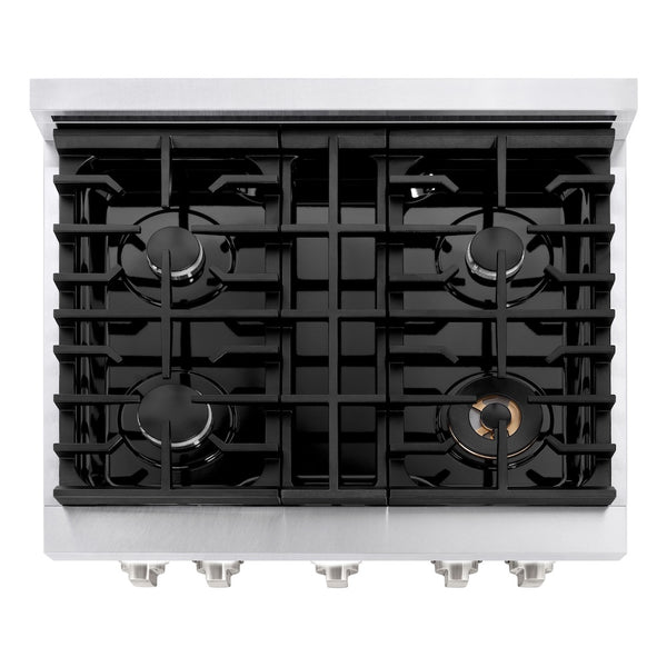ZLINE 30 in. 4.2 cu. ft. Paramount Dual Fuel Range with 4 Burner Gas Cooktop and Electric Convection Oven in Satin Stainless Steel, Open Box-Great Condition