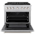 ZLINE 36 in. 5.2 cu. ft. Paramount Dual Fuel Range with 6 Burner Gas Cooktop and Electric Convection Oven in Satin Stainless Steel, Open Box-Good Condition