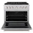 ZLINE 36 in. 5.2 cu. ft. Paramount Dual Fuel Range with 6 Burner Gas Cooktop and Electric Convection Oven in Satin Stainless Steel, Open Box-Great Condition