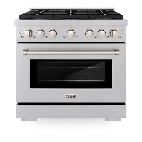 ZLINE 36 in. 5.2 cu. ft. Paramount Dual Fuel Range with 6 Burner Gas Cooktop and Electric Convection Oven in Satin Stainless Steel, Open Box-Great Condition