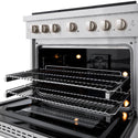 ZLINE 36 in. 5.2 cu. ft. Paramount Dual Fuel Range with 6 Burner Gas Cooktop and Electric Convection Oven in Satin Stainless Steel (SDRS-36)