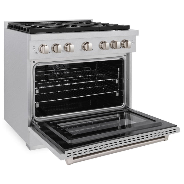 ZLINE 36 in. 5.2 cu. ft. Paramount Dual Fuel Range with 6 Burner Gas Cooktop and Electric Convection Oven in Satin Stainless Steel, Open Box-Good Condition
