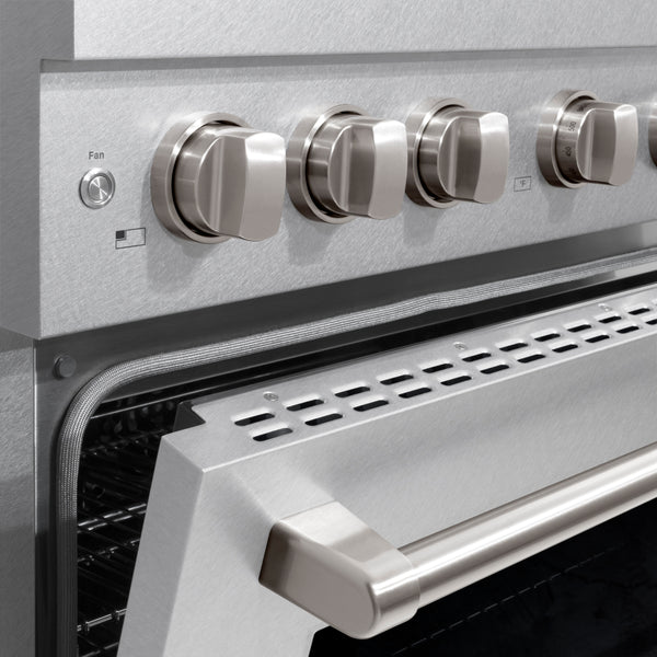 ZLINE 48 in. 6.7 cu. ft. Paramount Double Oven Dual Fuel Range with 8 Burner Gas Cooktop in Satin Stainless Steel (SDRS-48)