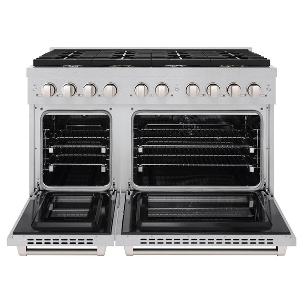 ZLINE 48 in. 6.7 cu. ft. Paramount Double Oven Dual Fuel Range with 8 Burner Gas Cooktop in Satin Stainless Steel, Open Box-Good Condition