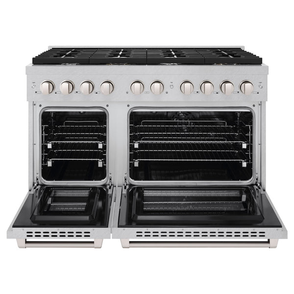 ZLINE 48 in. 6.7 cu. ft. Paramount Double Oven Dual Fuel Range with 8 Burner Gas Cooktop in Satin Stainless Steel, Open Box-Great Condition
