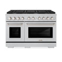 ZLINE 48 in. 6.7 cu. ft. Paramount Double Oven Dual Fuel Range with 8 Burner Gas Cooktop in Satin Stainless Steel (SDRS-48)