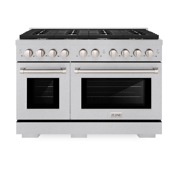 ZLINE 48 in. 6.7 cu. ft. Paramount Double Oven Dual Fuel Range with 8 Burner Gas Cooktop in Satin Stainless Steel, Open Box-Great Condition