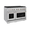 ZLINE 48 in. 6.7 cu. ft. Paramount Double Oven Dual Fuel Range with 8 Burner Gas Cooktop in Satin Stainless Steel (SDRS-48)