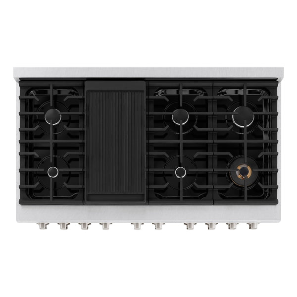 ZLINE 48 in. 6.7 cu. ft. Paramount Double Oven Dual Fuel Range with 8 Burner Gas Cooktop in Satin Stainless Steel, Open Box-Great Condition