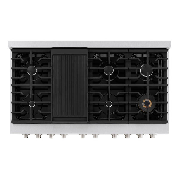 ZLINE 48 in. 6.7 cu. ft. Paramount Double Oven Dual Fuel Range with 8 Burner Gas Cooktop in Satin Stainless Steel, Open Box-Good Condition