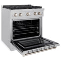 ZLINE 30 in. 4.2 cu. ft. Paramount Dual Fuel Range with Gas Cooktop and Electric Convection Oven in Satin Stainless Steel with 4 Brass Burners (SDRS-BR-30)