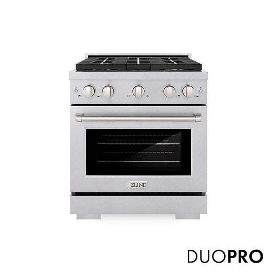 ZLINE 30 in. 4.2 cu. ft. Paramount Dual Fuel Range with 4 Burner DuoPro™ Cooktop and Electric Convection Oven in Satin Stainless Steel, Open Box-Good Condition