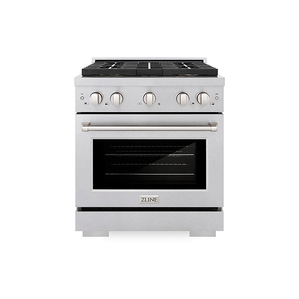 ZLINE 30 in. 4.2 cu. ft. Paramount Dual Fuel Range with 4 Burner DuoPro™ Cooktop and Electric Convection Oven in Satin Stainless Steel, Open Box-Great Condition
