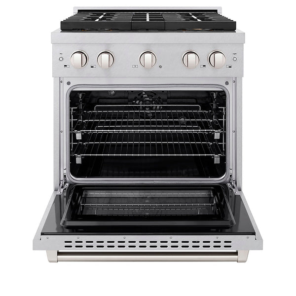 ZLINE 30 in. 4.2 cu. ft. Paramount Dual Fuel Range with 4 Burner DuoPro™ Cooktop and Electric Convection Oven in Satin Stainless Steel, Open Box-Good Condition