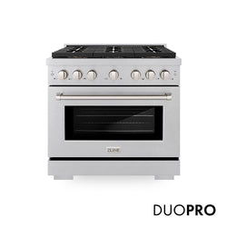 ZLINE 36 in. 5.2 cu. ft. Paramount Dual Fuel Range with 6 Burner DuoPro™ Cooktop and Electric Convection Oven in Satin Stainless Steel, Open Box-Great Condition