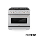 ZLINE 36 in. 5.2 cu. ft. Paramount Dual Fuel Range with 6 Burner DuoPro™ Cooktop and Electric Convection Oven in Satin Stainless Steel, Open Box-Good Condition