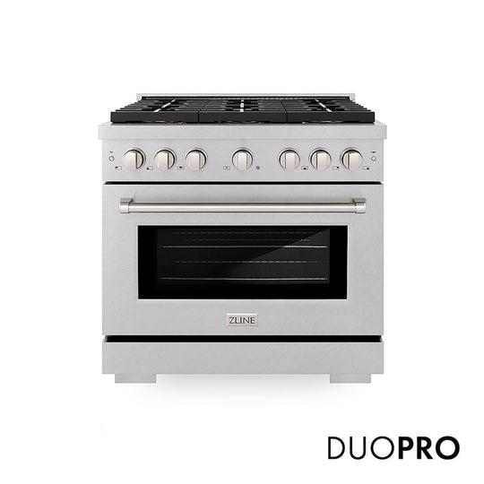 ZLINE 36 in. 5.2 cu. ft. Paramount Dual Fuel Range with 6 Burner DuoPro™ Cooktop and Electric Convection Oven in Satin Stainless Steel, Open Box-Good Condition