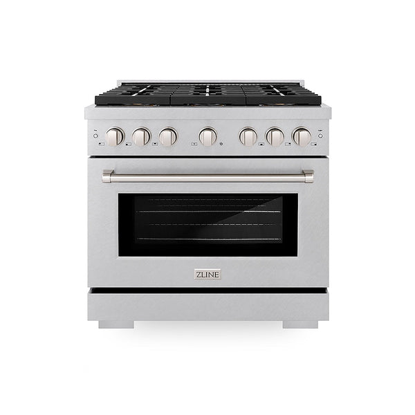 ZLINE 36 in. 5.2 cu. ft. Paramount Dual Fuel Range with 6 Burner DuoPro™ Cooktop and Electric Convection Oven in Satin Stainless Steel, Open Box-Good Condition