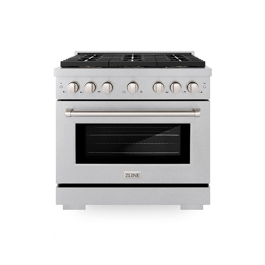 ZLINE 36 in. 5.2 cu. ft. Paramount Dual Fuel Range with 6 Burner DuoPro™ Cooktop and Electric Convection Oven in Satin Stainless Steel (PSDRS-36)