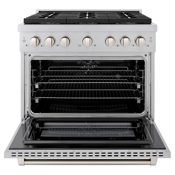 ZLINE 36 in. 5.2 cu. ft. Paramount Dual Fuel Range with 6 Burner DuoPro™ Cooktop and Electric Convection Oven in Satin Stainless Steel, Open Box-Great Condition
