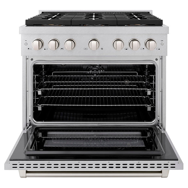 ZLINE 36 in. 5.2 cu. ft. Paramount Dual Fuel Range with 6 Burner DuoPro™ Cooktop and Electric Convection Oven in Satin Stainless Steel, Open Box-Good Condition