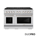 ZLINE 48 in. 6.7 cu. ft. Paramount Dual Fuel Range with 8 Burner DuoPro™ Cooktop and Dual Ovens in Satin Stainless Steel (PSDRS-48)