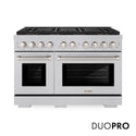 ZLINE 48 in. 6.7 cu. ft. Paramount Dual Fuel Range with 8 Burner DuoPro™ Cooktop and Dual Ovens in Satin Stainless Steel, Open Box-Good Condition