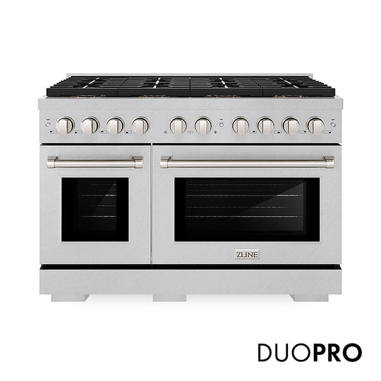 ZLINE 48 in. 6.7 cu. ft. Paramount Dual Fuel Range with 8 Burner DuoPro™ Cooktop and Dual Ovens in Satin Stainless Steel, Open Box-Great Condition