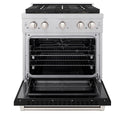 ZLINE 30 in. 4.2 cu. ft. Paramount Dual Fuel Range with 4 Burner DuoPro™ Cooktop and Electric Convection Oven in Satin Stainless Steel with Black Matte Door (PSDRS-BLM-30)