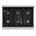 ZLINE 36 in. 5.2 cu. ft. Paramount Dual Fuel Range with 6 Burner DuoPro™ Cooktop and Electric Convection Oven in Satin Stainless Steel with Black Matte Door (PSDRS-BLM-36)