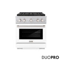 ZLINE 30 in. 4.2 cu. ft. Paramount Dual Fuel Range with 4 Burner DuoPro™ Cooktop and Electric Convection Oven in Satin Stainless Steel with White Matte Door (PSDRS-WM-30)