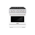 ZLINE 30 in. 4.2 cu. ft. Paramount Dual Fuel Range with 4 Burner DuoPro™ Cooktop and Electric Convection Oven in Satin Stainless Steel with White Matte Door (PSDRS-WM-30)