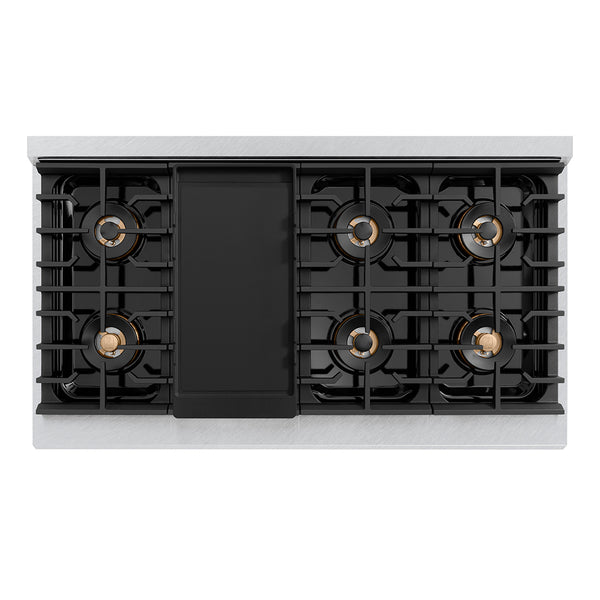 ZLINE 48 in. 6.7 cu. ft. Paramount Dual Fuel Range with 8 Burner DuoPro™ Cooktop and Dual Ovens in Satin Stainless Steel with White Matte Doors (PSDRS-WM-48)