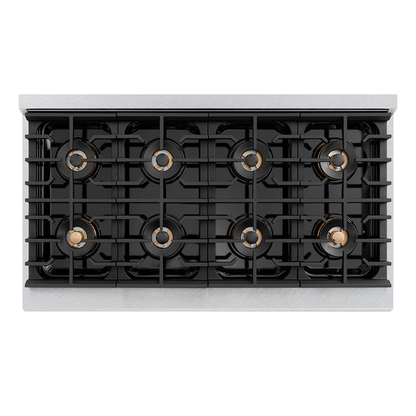 ZLINE 48 in. 6.7 cu. ft. Paramount Dual Fuel Range with 8 Burner DuoPro™ Cooktop and Dual Ovens in Satin Stainless Steel with White Matte Doors (PSDRS-WM-48)