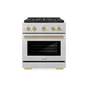 ZLINE Autograph Edition 30 in. 4.2 cu. ft. Paramount Dual Fuel Range with 4 Burner DuoPro™ Cooktop and Electric Convection Oven in Satin Stainless Steel and Champagne Bronze Accents, Open Box-Good Condition