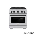 ZLINE Autograph Edition 30 in. 4.2 cu. ft. Paramount Dual Fuel Range with 4 Burner DuoPro™ Cooktop and Electric Convection Oven in Satin Stainless Steel and Matte Black Accents, Open Box-Good Condition