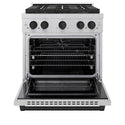 ZLINE Autograph Edition 30 in. 4.2 cu. ft. Paramount Dual Fuel Range with 4 Burner DuoPro™ Cooktop and Electric Convection Oven in Satin Stainless Steel and Matte Black Accents, Open Box-Great Condition