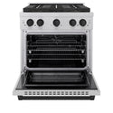 ZLINE Autograph Edition 30 in. 4.2 cu. ft. Paramount Dual Fuel Range with 4 Burner DuoPro™ Cooktop and Electric Convection Oven in Satin Stainless Steel and Matte Black Accents, Open Box-Good Condition