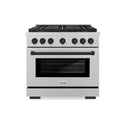 ZLINE Autograph Edition 36 in. 5.2 cu. ft. Paramount Dual Fuel Range with 6 Burner DuoPro™ Cooktop and Electric Convection Oven in Satin Stainless Steel and Matte Black Accents, Open Box-Great Condition