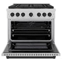 ZLINE Autograph Edition 36 in. 5.2 cu. ft. Paramount Dual Fuel Range with 6 Burner DuoPro™ Cooktop and Electric Convection Oven in Satin Stainless Steel and Matte Black Accents, Open Box-Good Condition