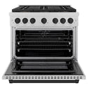 ZLINE Autograph Edition 36 in. 5.2 cu. ft. Paramount Dual Fuel Range with 6 Burner DuoPro™ Cooktop and Electric Convection Oven in Satin Stainless Steel and Matte Black Accents, Open Box-Great Condition