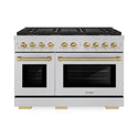 ZLINE Autograph Edition 48 in. 6.7 cu. ft. Paramount Dual Fuel Range with 8 Burner DuoPro™ Cooktop and Dual Ovens in Satin Stainless Steel and Polished Gold Accents, Open Box-Good Condition