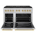 ZLINE Autograph Edition 48 in. 6.7 cu. ft. Paramount Dual Fuel Range with 8 Burner DuoPro™ Cooktop and Dual Ovens in Satin Stainless Steel and Champagne Bronze Accents, Open Box-Great Condition