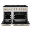 ZLINE Autograph Edition 48 in. 6.7 cu. ft. Paramount Dual Fuel Range with 8 Burner DuoPro™ Cooktop and Dual Ovens in Satin Stainless Steel and Polished Gold Accents, Open Box-Good Condition