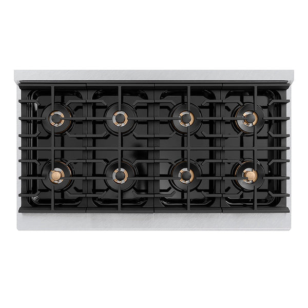 ZLINE Autograph Edition 48 in. 6.7 cu. ft. Paramount Dual Fuel Range with 8 Burner DuoPro™ Cooktop and Dual Ovens in Satin Stainless Steel and Polished Gold Accents, Open Box-Good Condition