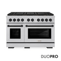 ZLINE Autograph Edition 48 in. 6.7 cu. ft. Paramount Dual Fuel Range with 8 Burner DuoPro™ Cooktop and Dual Ovens in Satin Stainless Steel and Matte Black Accents, Open Box-Good Condition